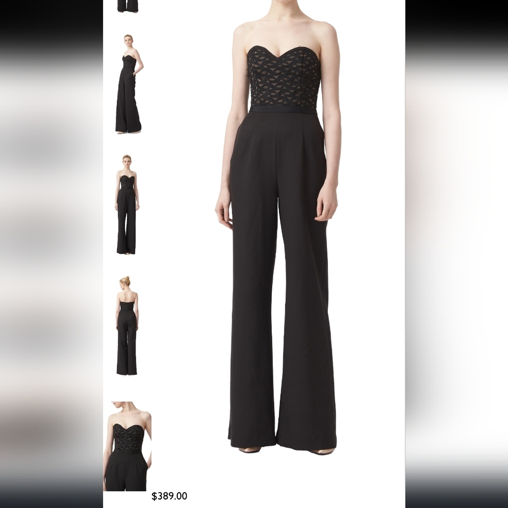 Aijek Faith Embroidered Bustier Jumpsuit In Black Size 2